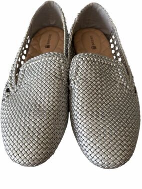 Birdies Woven Metallic Ballet Flats in Champagne-Silver